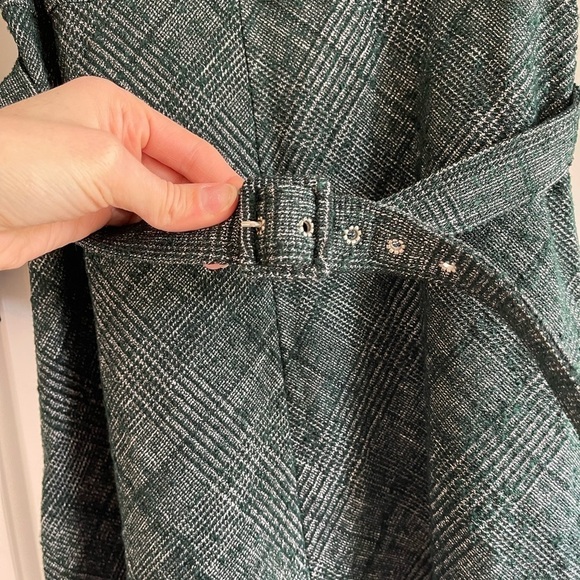 Zara Green Tweed Belted Dress - M - Picture 5 of 6